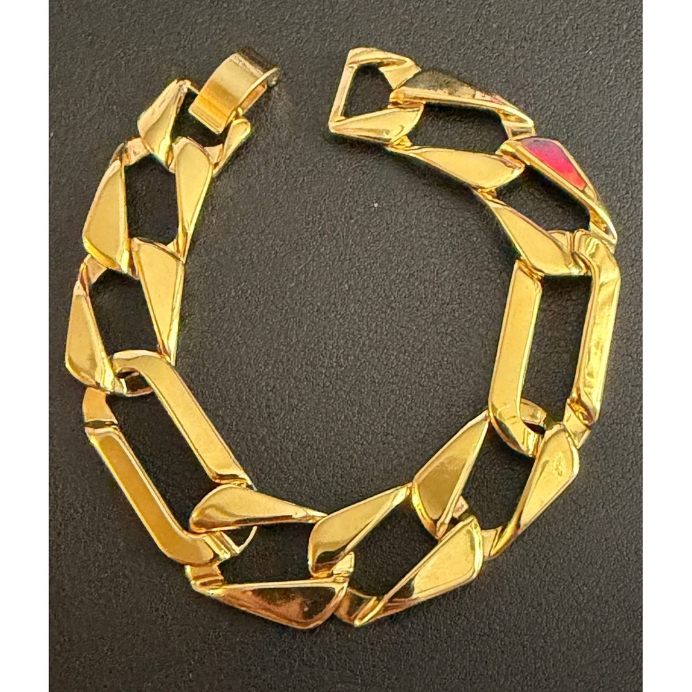 Vintage Chunky Bracelet 80s Pop Glam Gold Tone